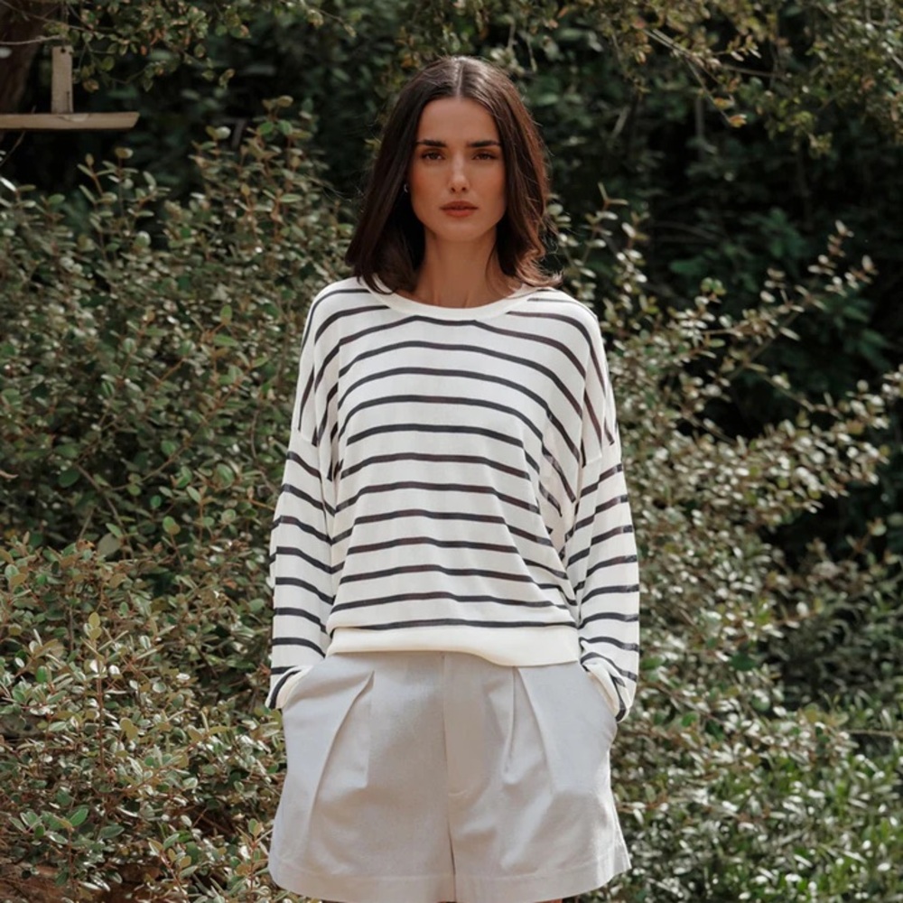 New Jenni Kayne Coast Pullover Navy Stripe Size Large